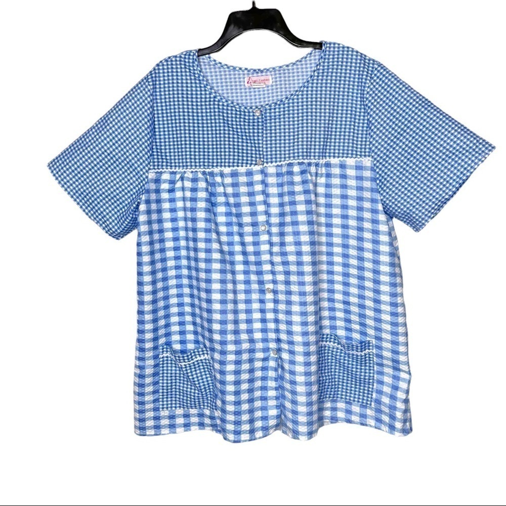 Tati Fashion Vintage Seersucker Gingham Lounge Sleep Top